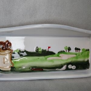 Golf Scene Butter Dish for Kitchen, Trinkets or Keepsake